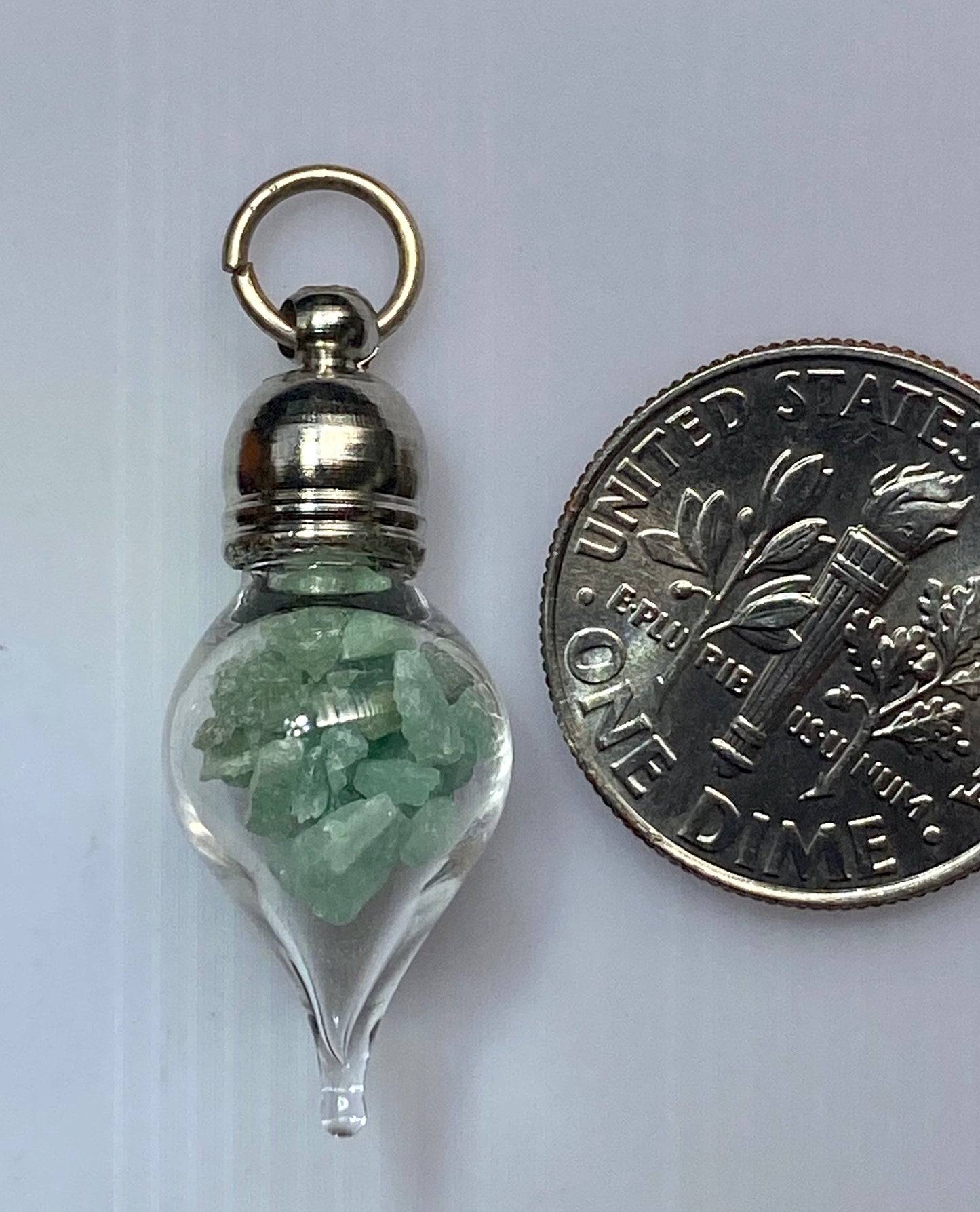 May Birthstone Emerald Glass Vial Pendant