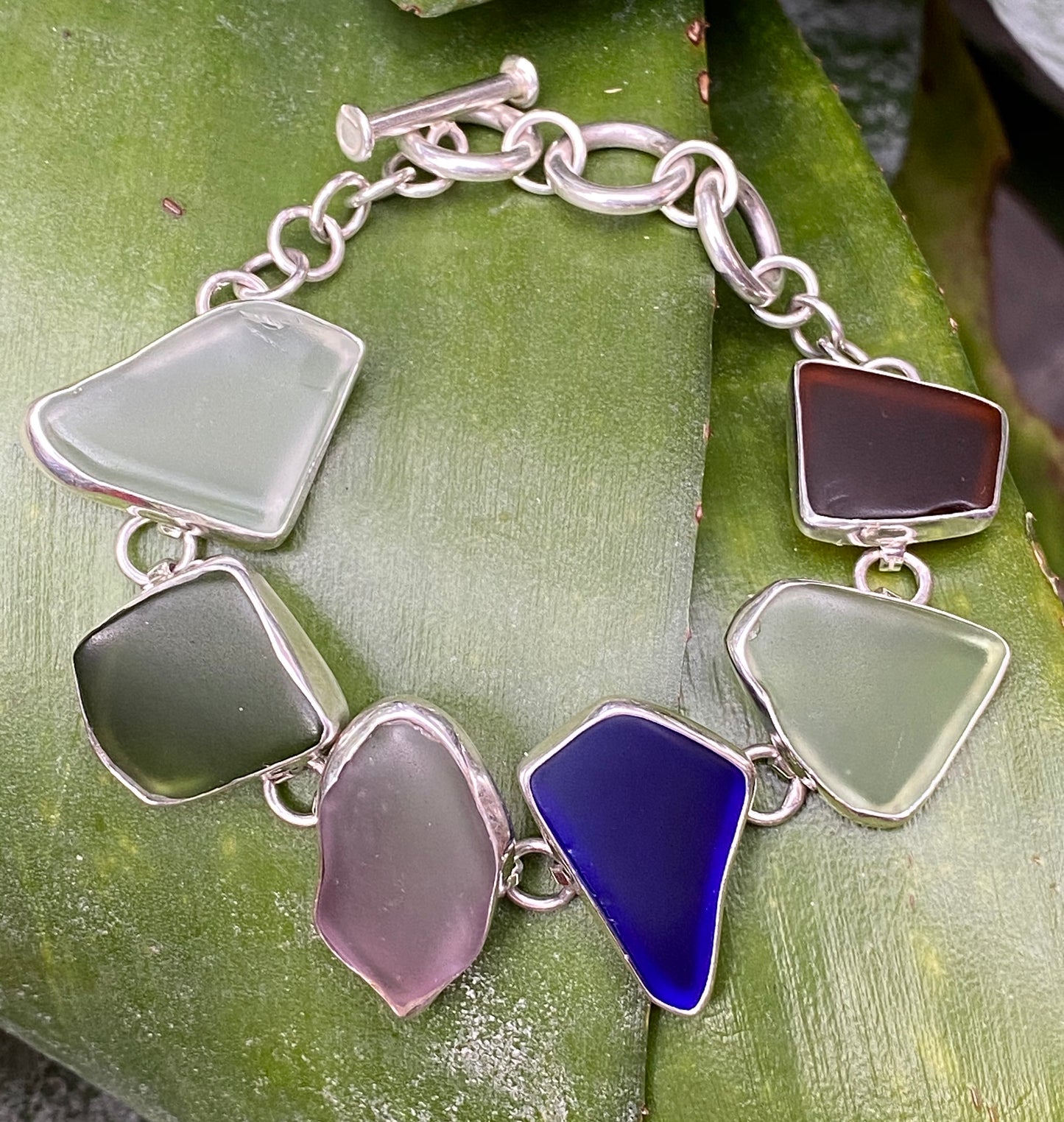 Maine Sea Glass Bracelet in Sterling Silver