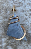 Sliced Meteorite in 14kt Gold Tension Wrapped Pendant