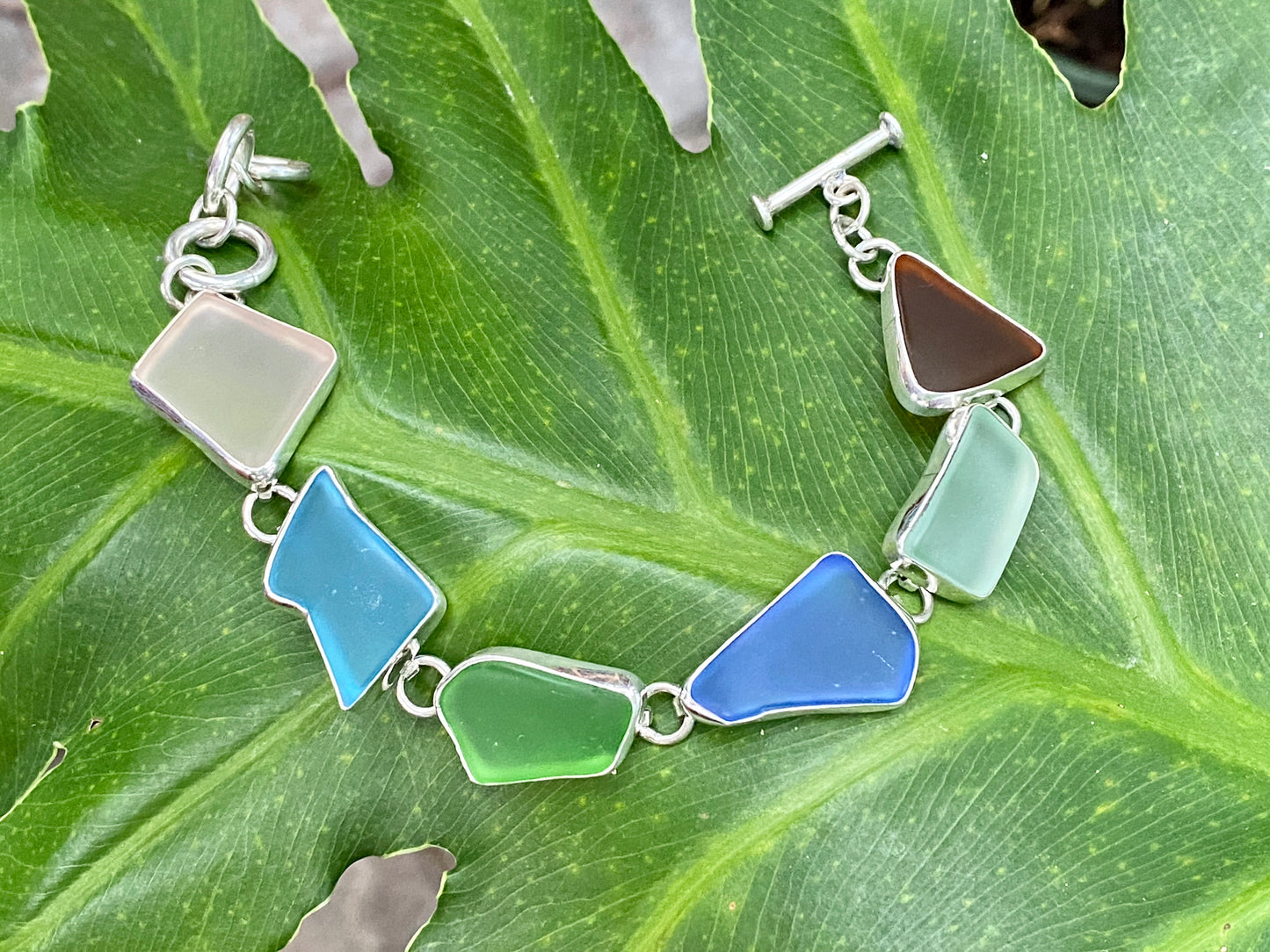 Maine Sea Glass Bracelet in Sterling Silver