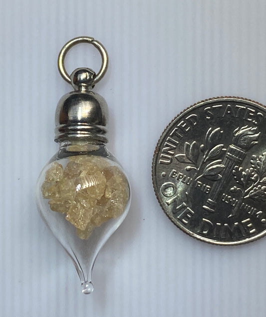 November Birthstone Imperial Topaz Glass Vial Pendant