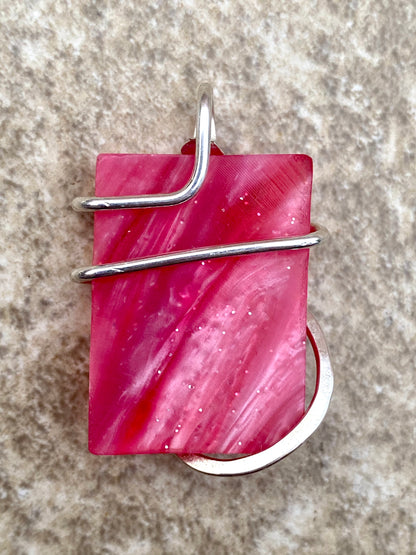 Bowlerite Shard in Sterling Silver Tension Wrapped Pendant