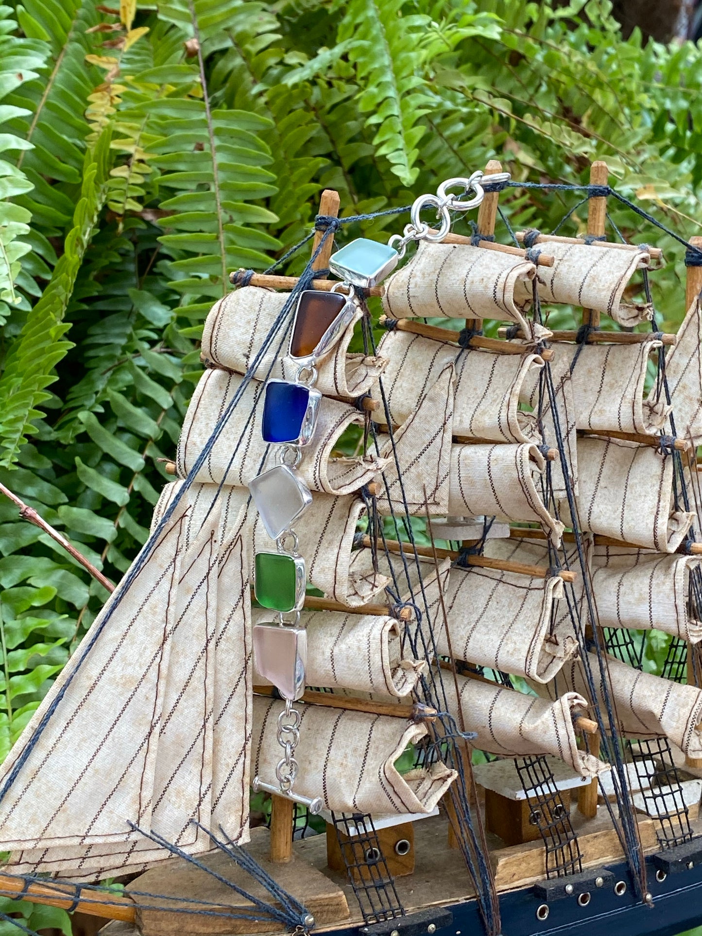 Maine Sea Glass Bracelet in Sterling Silver