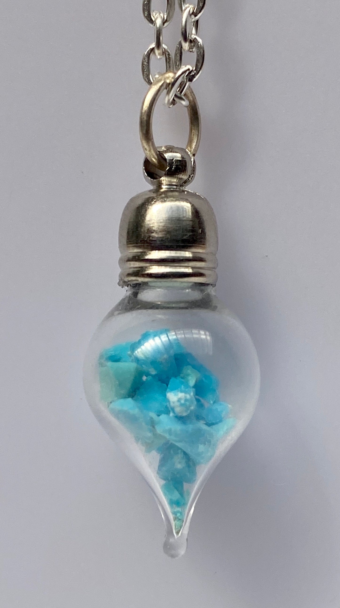 December Birthstone Turquoise Glass Vial Pendant