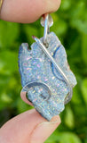 Platinum Infused Druzy in Sterling Silver Tension Wrapped Pendant