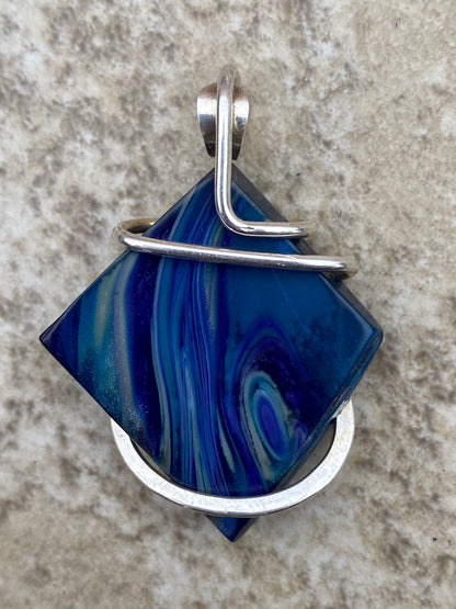 Bowlerite Shard in Sterling Silver Tension Wrapped Pendant