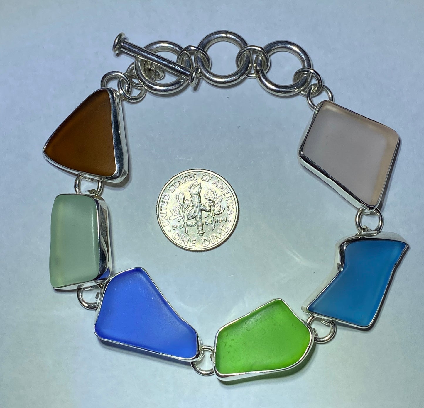 Maine Sea Glass Bracelet in Sterling Silver