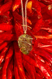 Moldavite in 14kt Gold Tension Wrapped Pendant