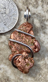 Copper Nugget in Sterling Silver Tension Wrapped Pendant