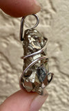 Pyrite Nugget in Sterling Silver Tension Wrapped Pendant