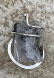 Faceted Dendritic Agate in Sterling Silver Tension Wrapped Pendant