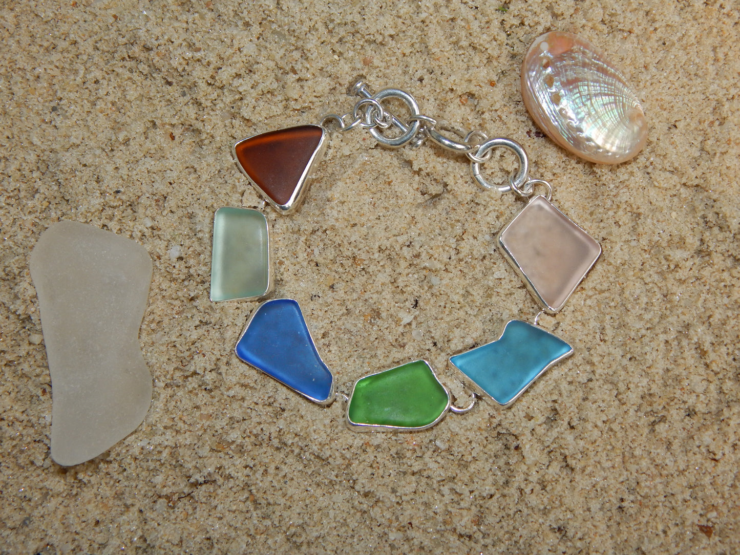 Maine Sea Glass Bracelet in Sterling Silver