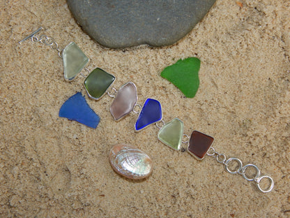 Maine Sea Glass Bracelet in Sterling Silver